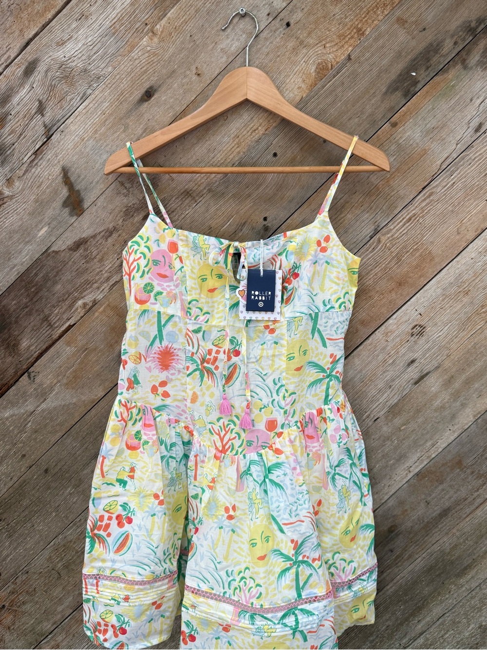 NWT Roller Rabbit Yellow Print Sundress with Multicolor Motifs. Target Collab